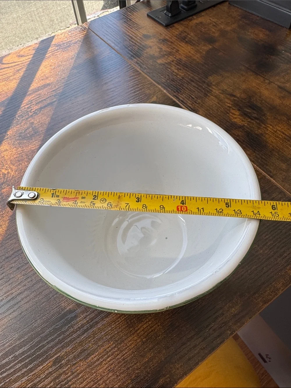 Pottery Barn Yellow and White Ceramic Bowl with Green Trim(one),Made in Italy